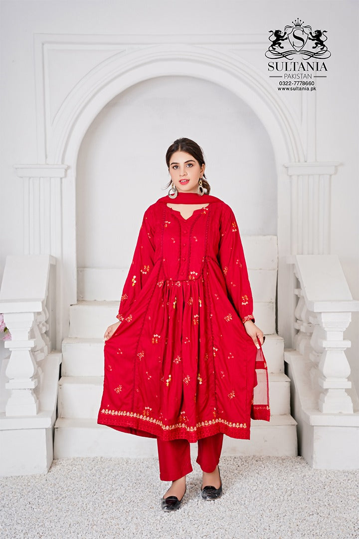 Sidr Rose 2Pc - Embroidered Dress